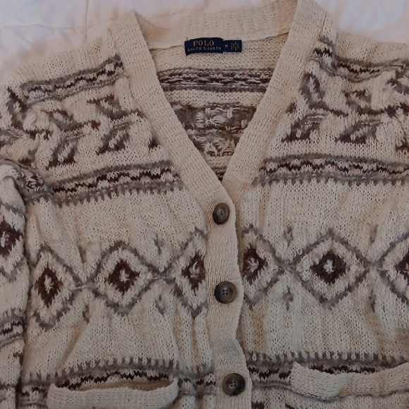 Polo Ralph Lauren Cream Aztec Southwest Style Womens wool blend Cardigan Sweater - Picture 6 of 10